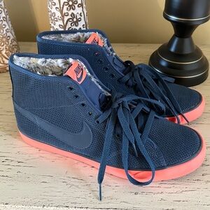 Nike Blue and Pink High-Top Sneakers